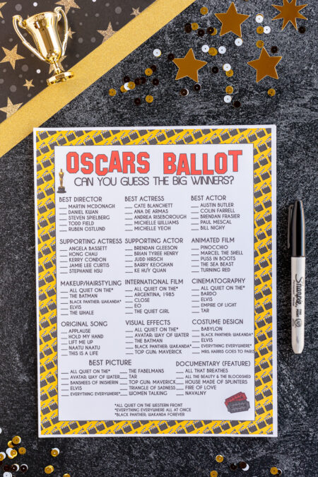 Free Printable Oscar Nominees Ballot Play Party Plan