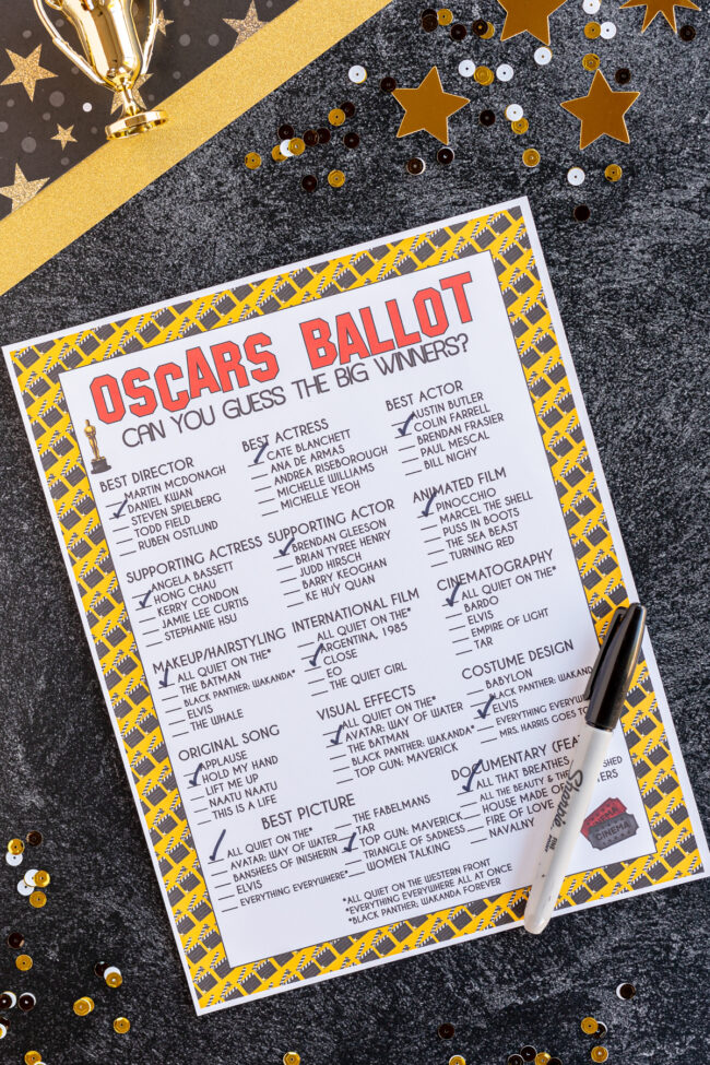 Free Printable Oscar Nominees Ballot Play Party Plan