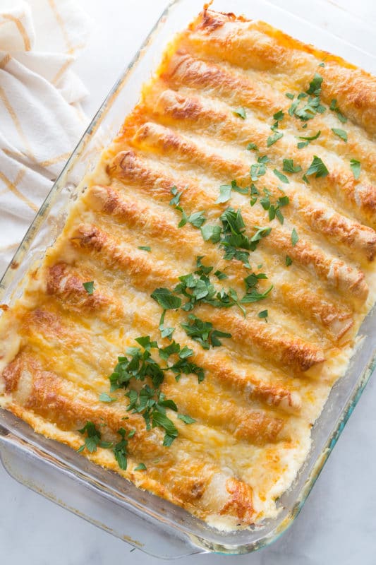 Creamy White Chicken Enchiladas Recipe - Play Party Plan