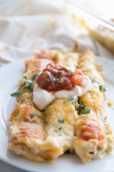 Creamy White Chicken Enchiladas Recipe - Play Party Plan