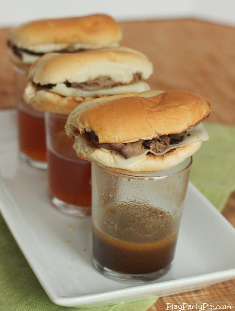 Easy French Dip Sliders with Alpine Lace Deli Cheese Play.Party.Plan