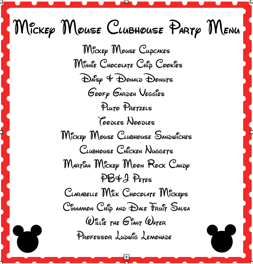 mickey mouse clubhouse birthday party food ideas