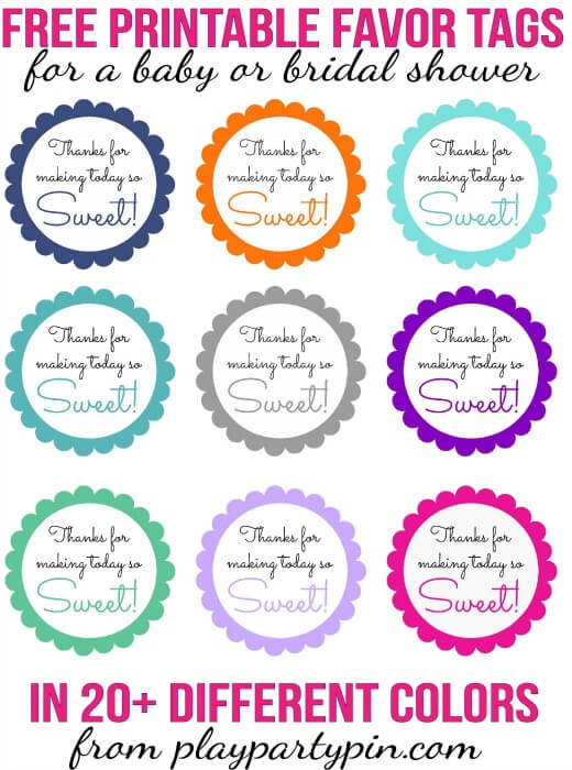 Free Printable Baby Shower Favor Tags in 20+ Colors - Play Party Plan