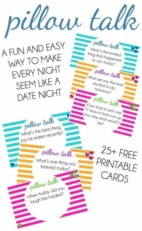 Pillow Talk Questions for Couples {Free Printable} - Play Party Plan