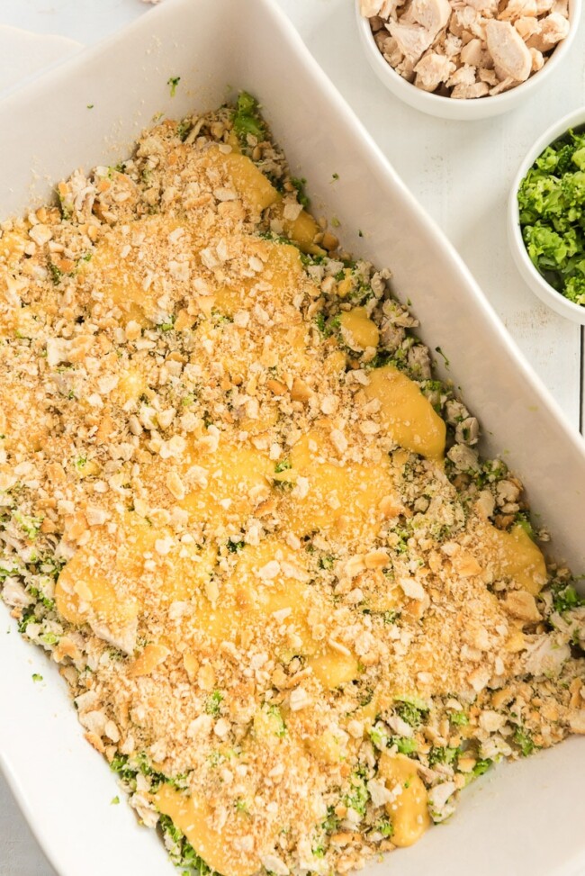 Easy Broccoli Chicken Casserole with Ritz Crackers - Play Party Plan