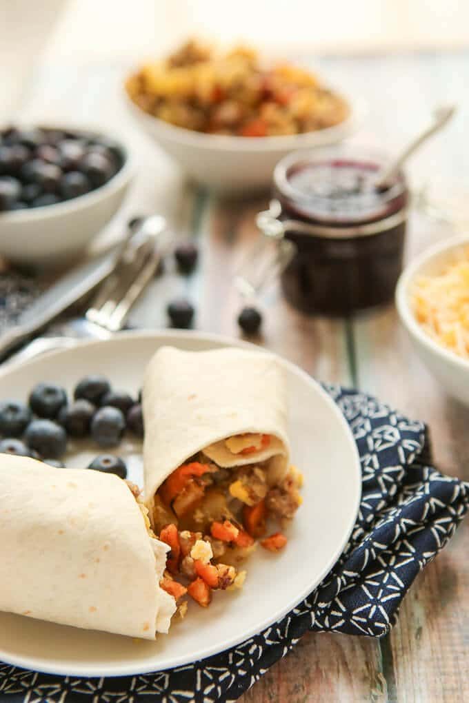 Easy Breakfast Burritos with Maple Sausage Play.Party.Plan