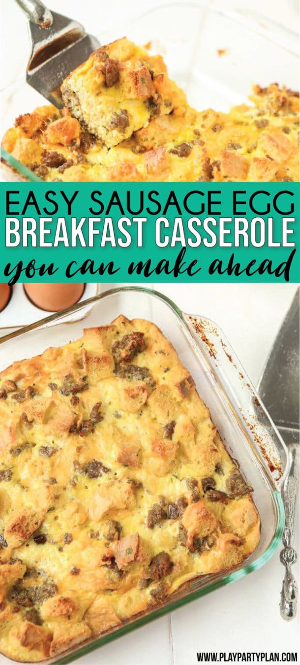 Easy Sausage and Egg Breakfast Casserole with Bread - Play Party Plan