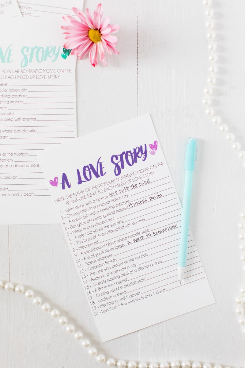Free Printable Love Story Bridal Shower Game - 68