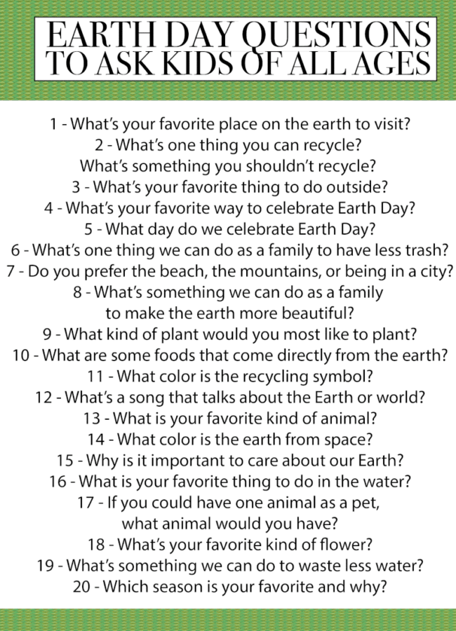 Earth Day Questions for Students {Free Printable} Play Party Plan