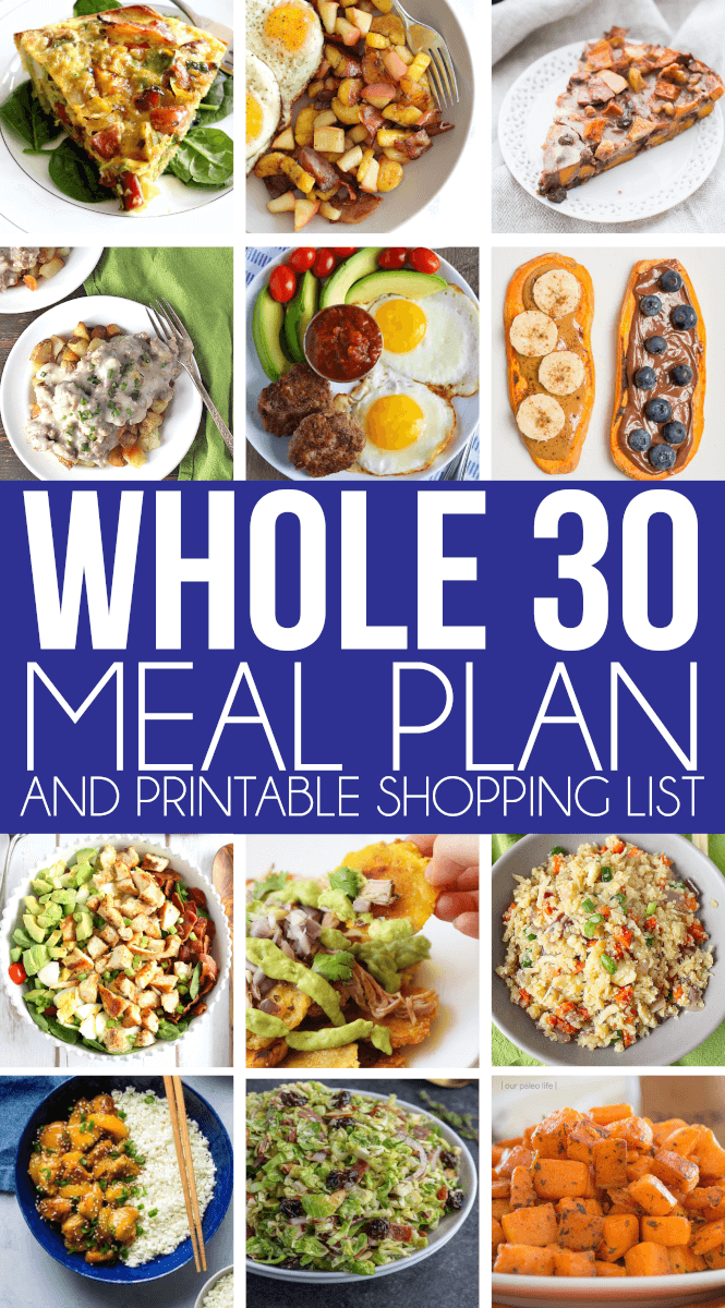 Whole30 Meal Plan  Includes Printable Guide + Shopping List