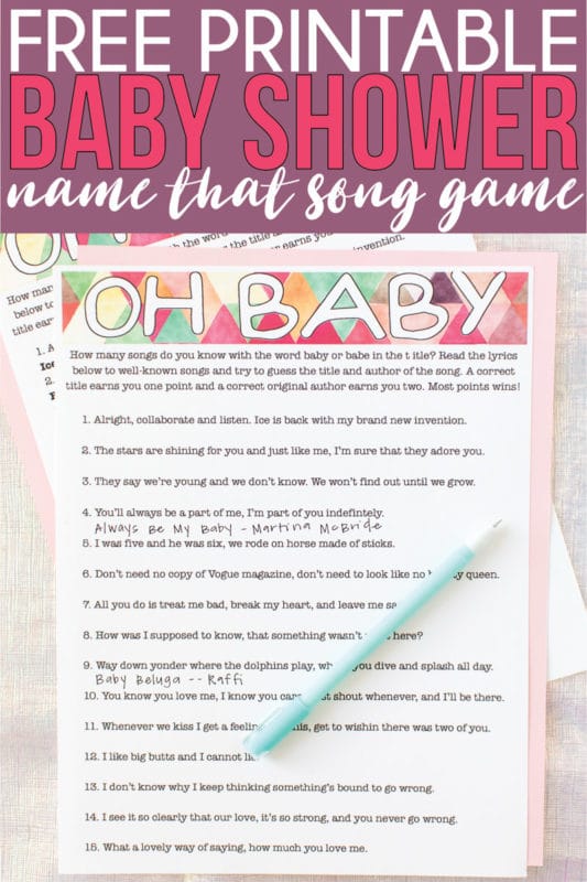 Free Printable Baby Shower Songs Guessing Game - 62
