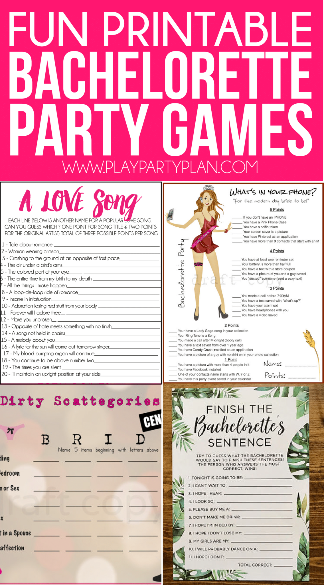 Printable Bachelorette Party Games - Customize and Print