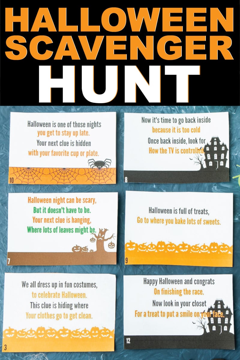 Children Halloween Game Printable Scavenger Hunt Clue Cards Halloween 