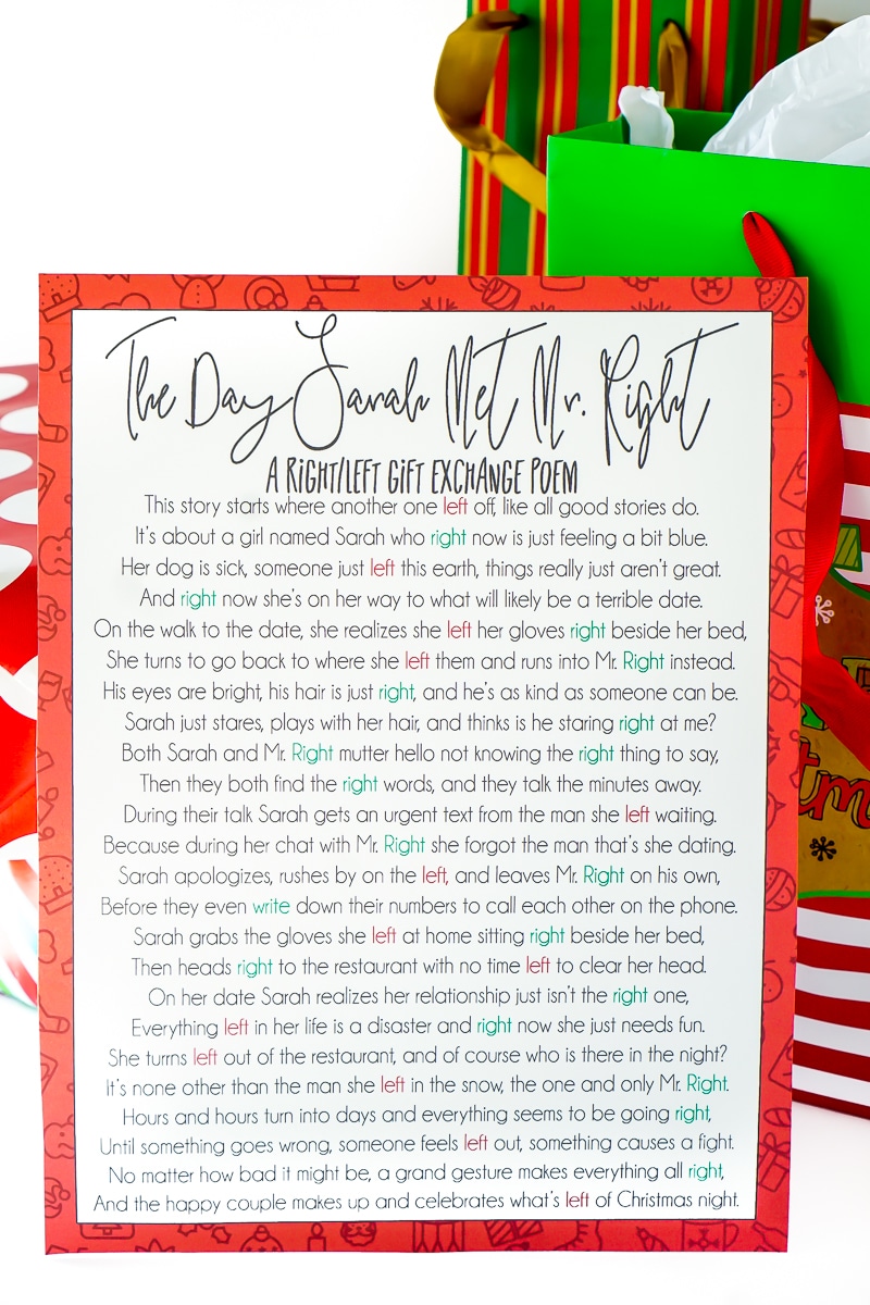A Hilarious Left Right Christmas Poem & Gift Game Play Party Plan