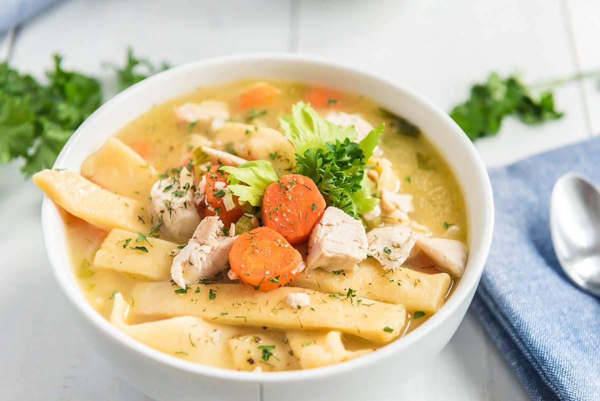 Chicken Noodle Soup with Egg Noodles - Nourish and Fete