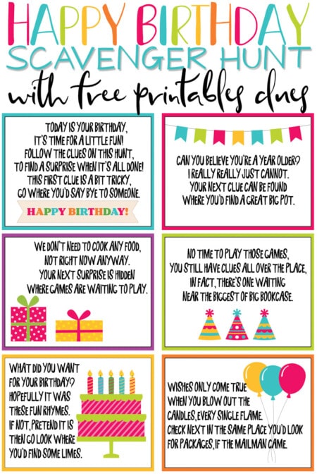 A Super Fun Birthday Scavenger Hunt {Free Printable!} - Play Party Plan