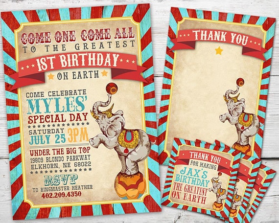 Vintage circus party invites