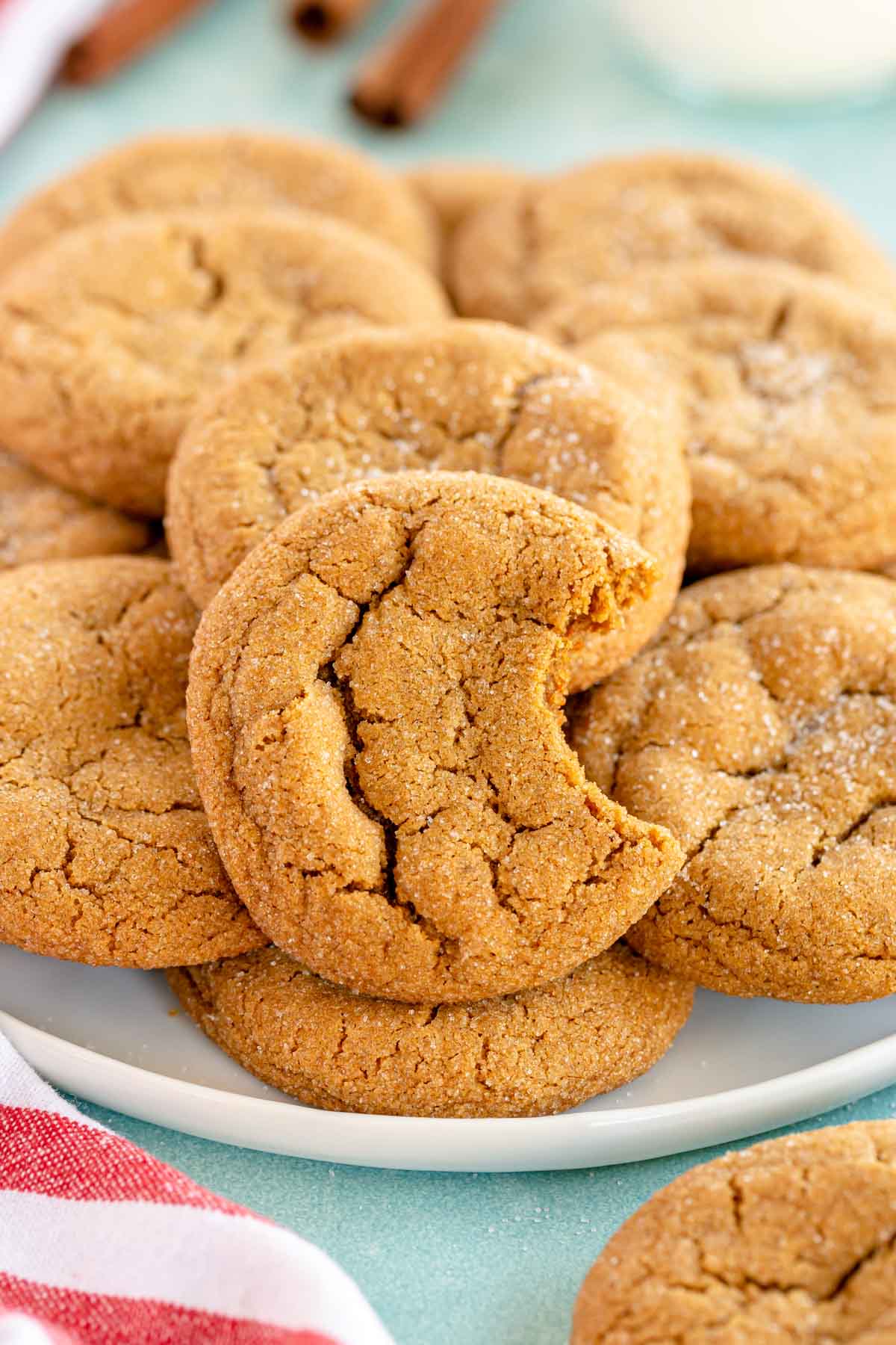 plate full of ginger molasses cookies 