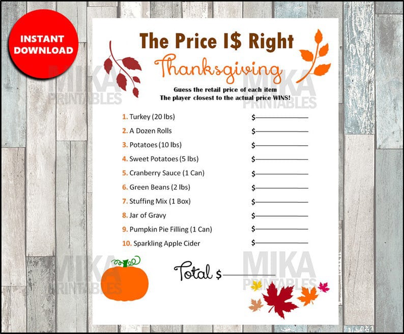 Thanksgiving Think Fast Game | Thanksgiving Kids | Thanksgiving Games |  Party