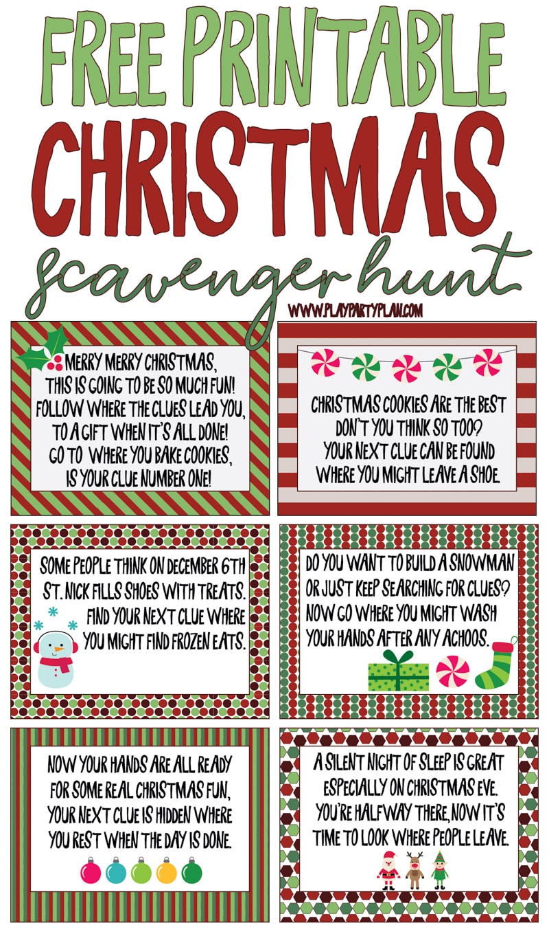 Christmas Scavenger Hunt Clues Free Printable