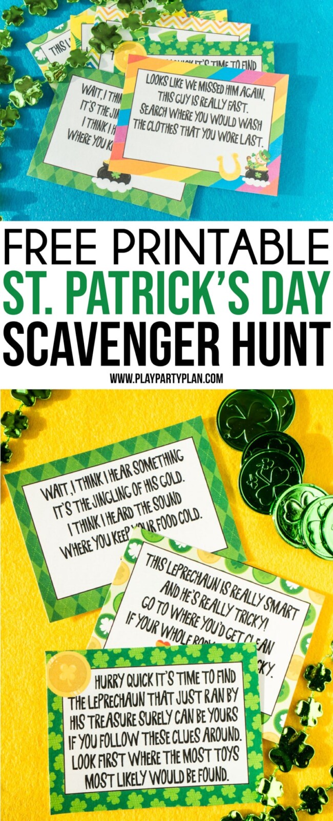 Free Printable St. Patrick's Day Scavenger Hunt Riddles Play Party Plan