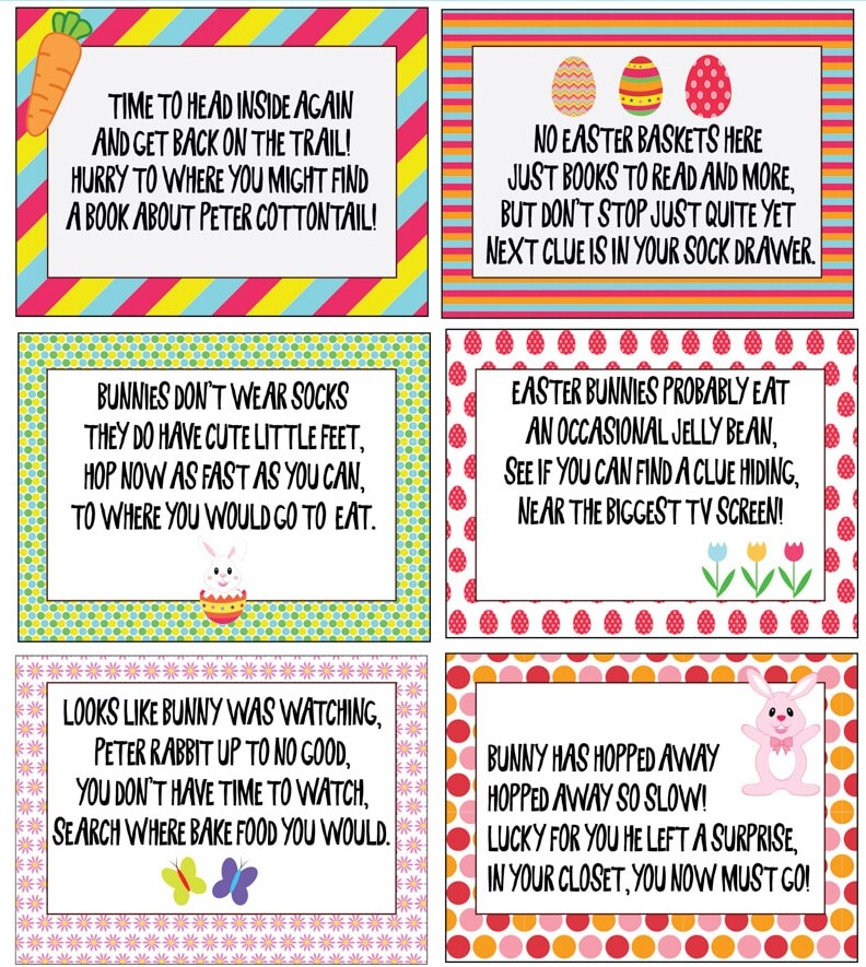 FREE Printable Easter Scavenger Hunt Clues - Play Party Plan