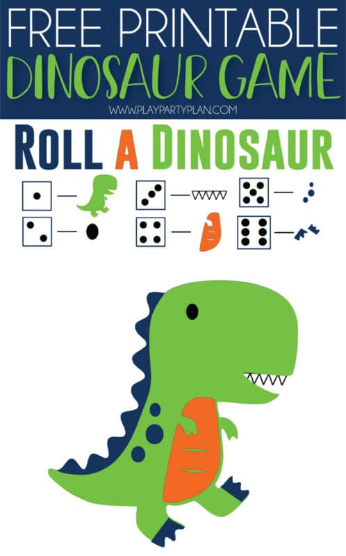 free printable roll the dinosaur game play party plan