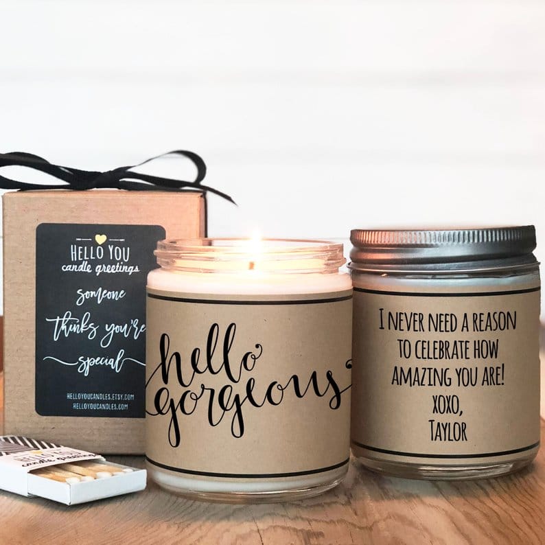 Personalized candles for bridesmaid gifts