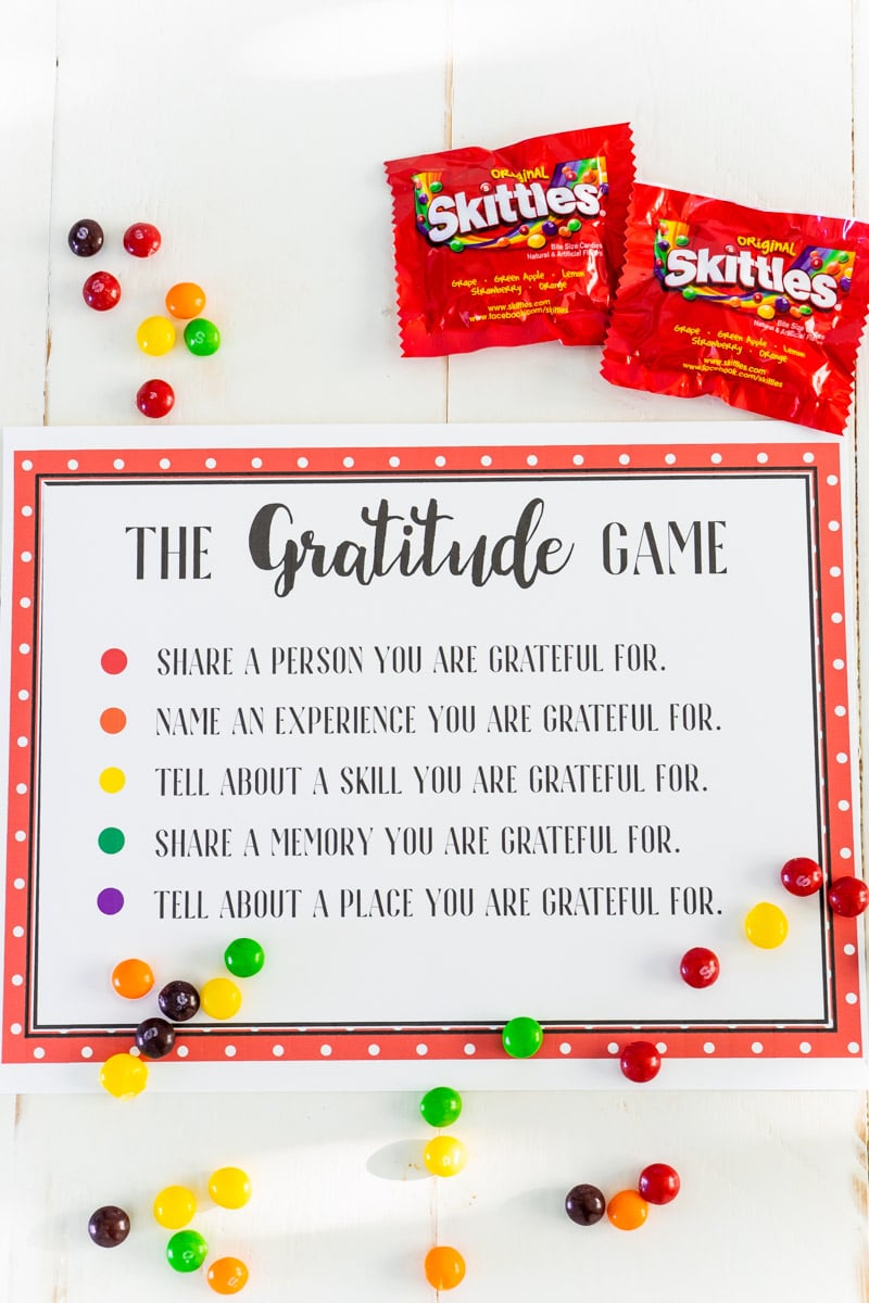 Free Printable Gratitude Skittles Game Play Party Plan