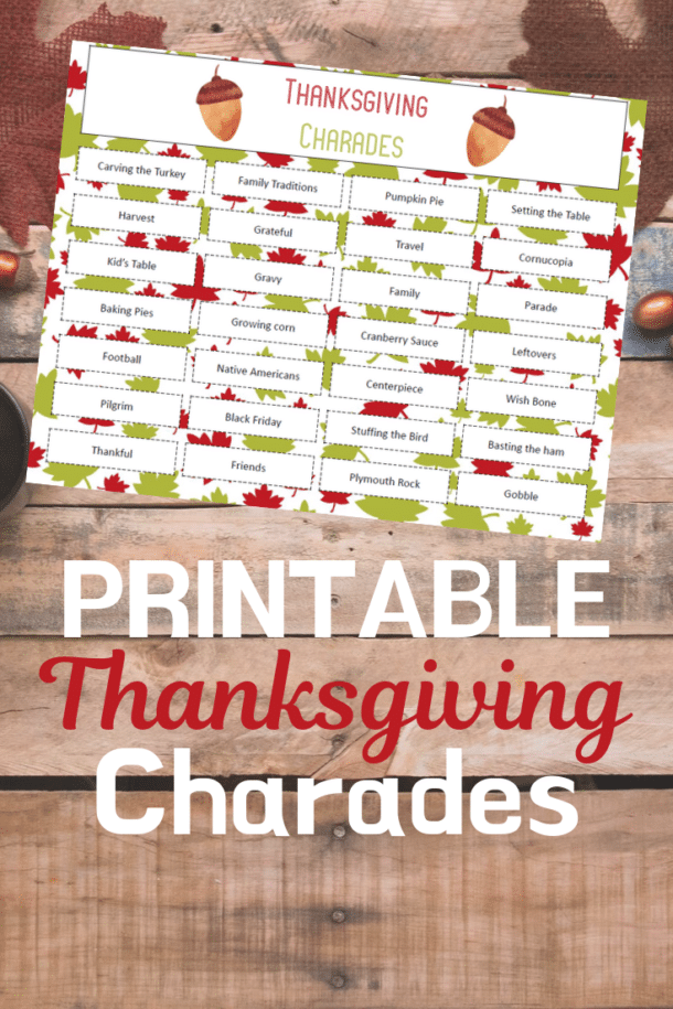 Thanksgiving Charades Game (FREE Printable Cards) Play Party Plan