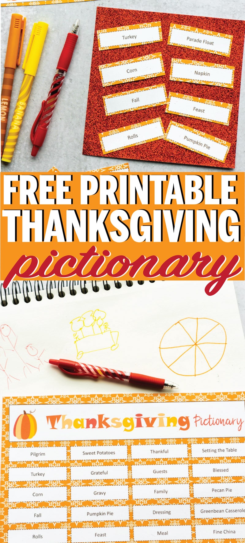 Easy Thanksgiving Pictionary Game  FREE Printable  - 84