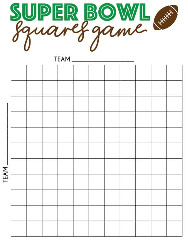 Super Bowl Squares Template Printable Printable Blank World