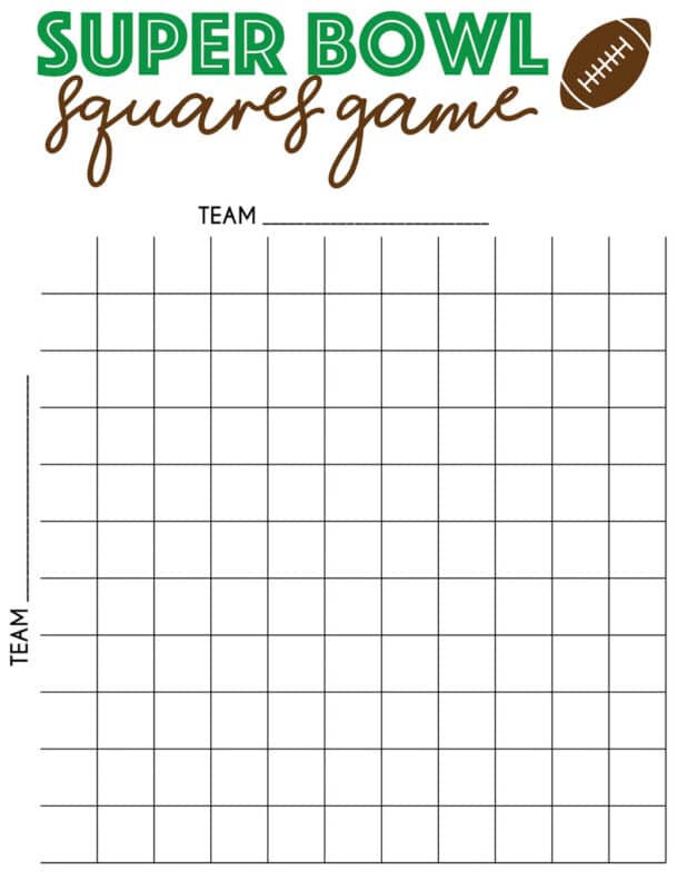 Free Printable Super Bowl Squares Template Play Party Plan