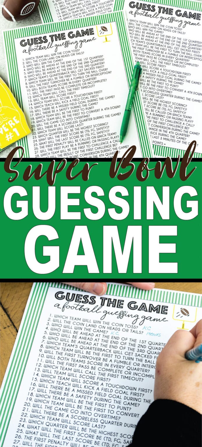 Free Printable Super Bowl Guessing Game - Play Party Plan