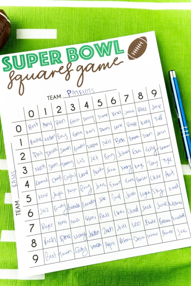 Free Printable Super Bowl Squares Template Play Party Plan