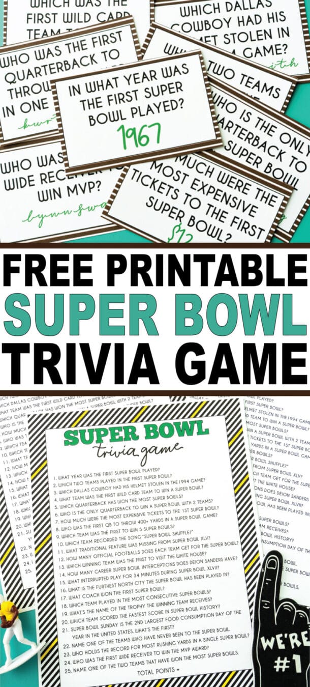 Super Bowl Trivia Game & Free Printable Question Cards Play Party Plan