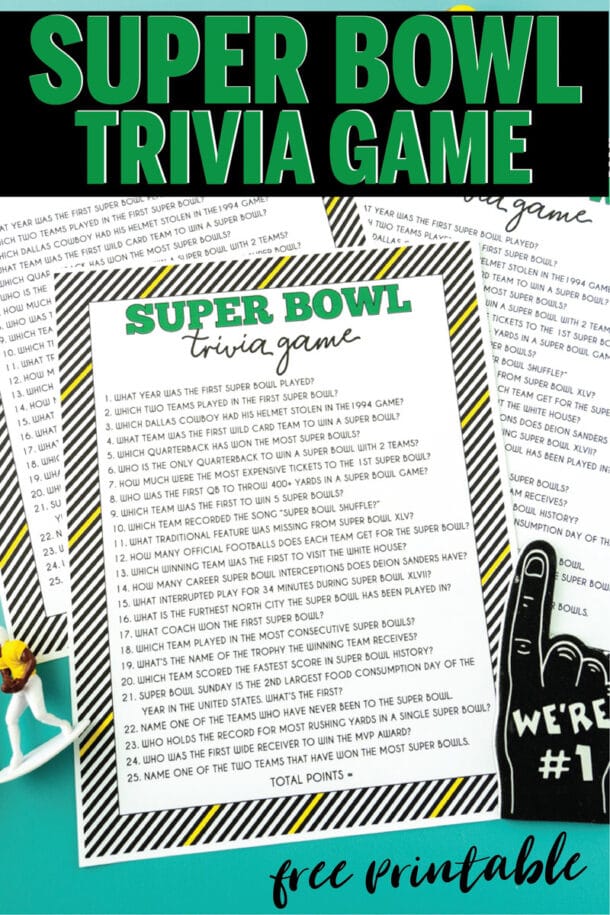 Free Printable Super Bowl Trivia Questions Game Play Party Plan