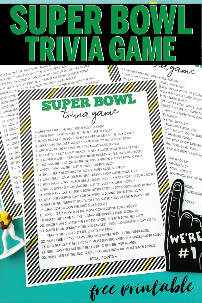 Free Printable Super Bowl Trivia Questions Game - 80