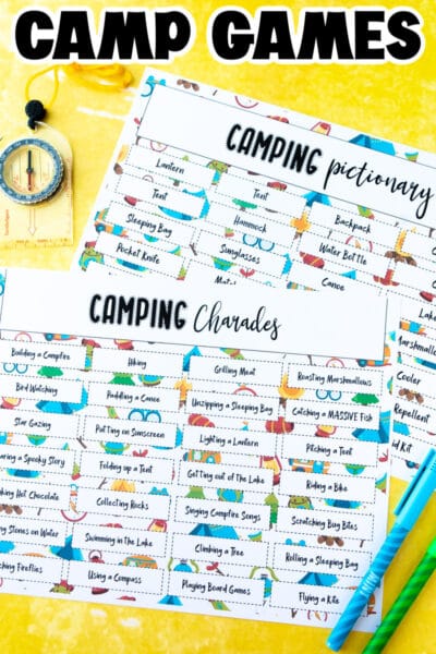 Camping Charades and Pictionary {Free Printable Words} - Play Party Plan