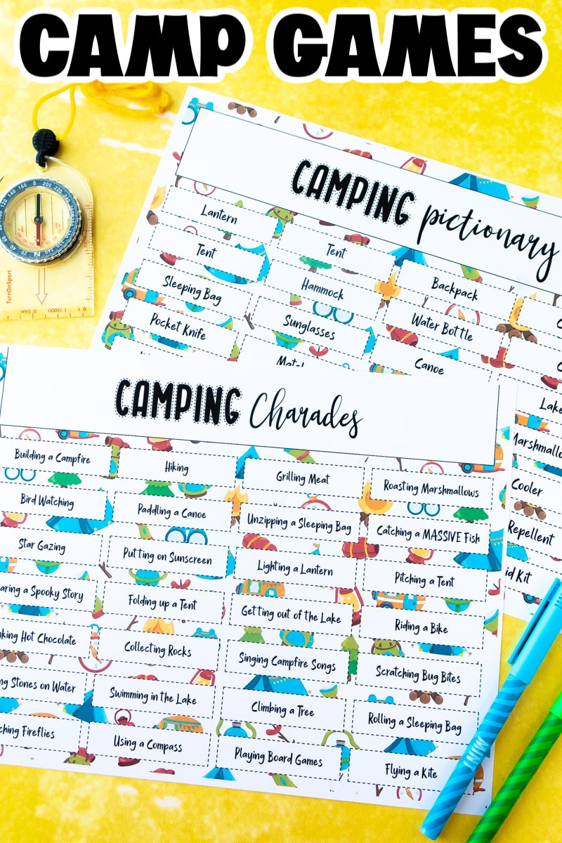 Camping Charades and Pictionary {Free Printable Words} - Play Party Plan