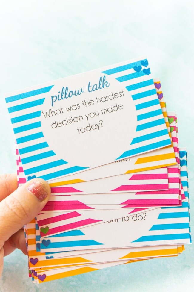 Pillow Talk Questions for Couples {Free Printable} - Play Party Plan