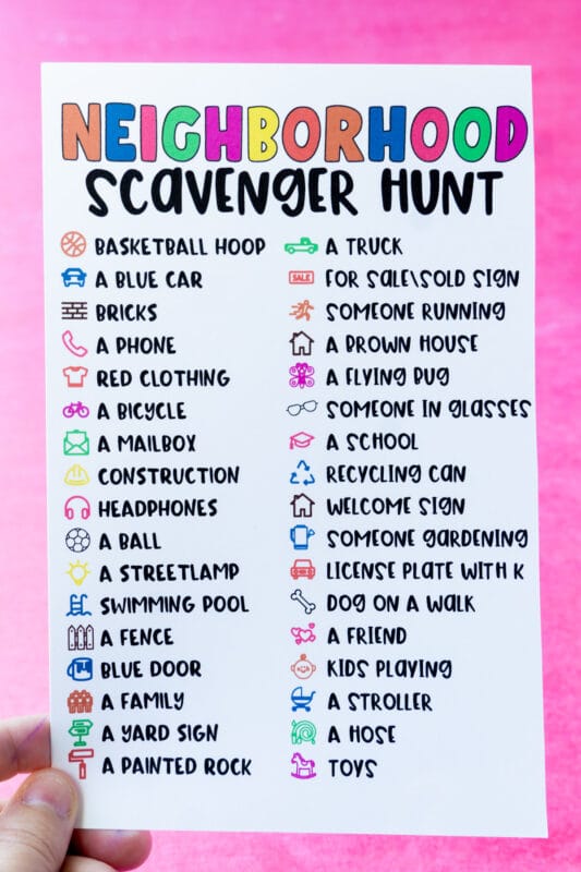 Neighborhood Scavenger Hunt for Kids Free Printable - Play Party Plan