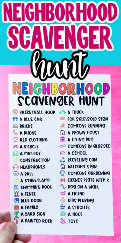 Neighborhood Scavenger Hunt for Kids  Free Printable  - 48