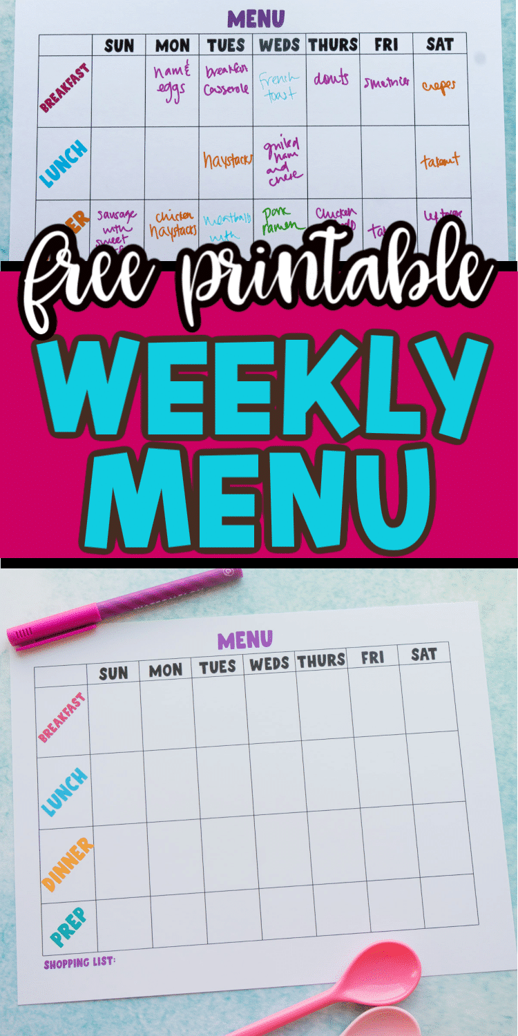 weekly menu planner