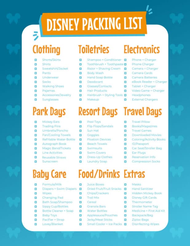 Disney Packing List: What to Pack for Day at Disney With Kids - PhotoJeepers