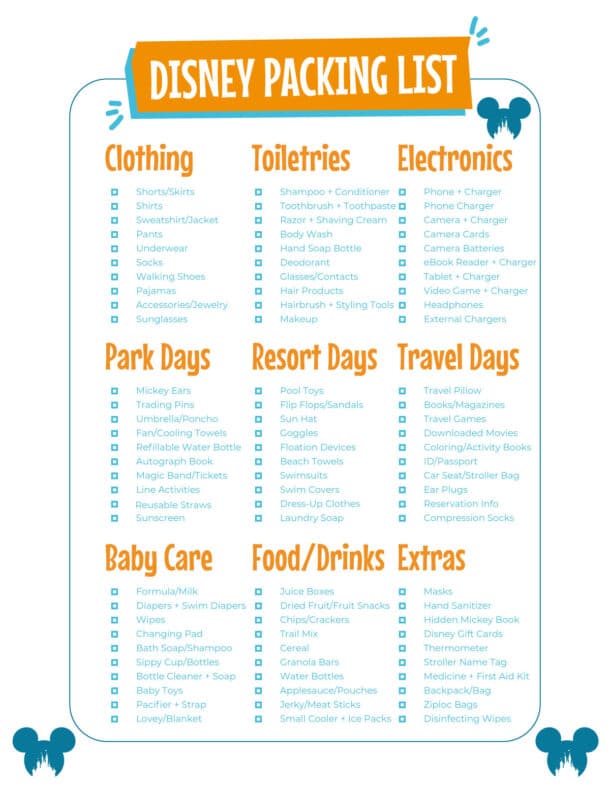 Ultimate Disney Packing List in 2024 (Free Printable) - Play Party Plan