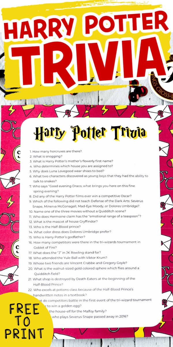 51 Harry Potter Trivia Questions Free Printable Quiz Play Party Plan