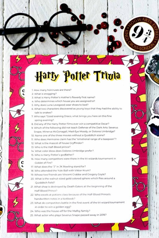 51 Harry Potter Trivia Questions Free Printable Quiz Play Party Plan