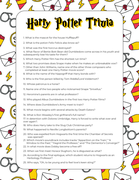 51 Harry Potter Trivia Questions (Free Printable Quiz) - Play Party Plan