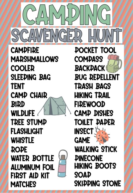 Printable Camping Activity Free Printable Camping Scavenger Hunt